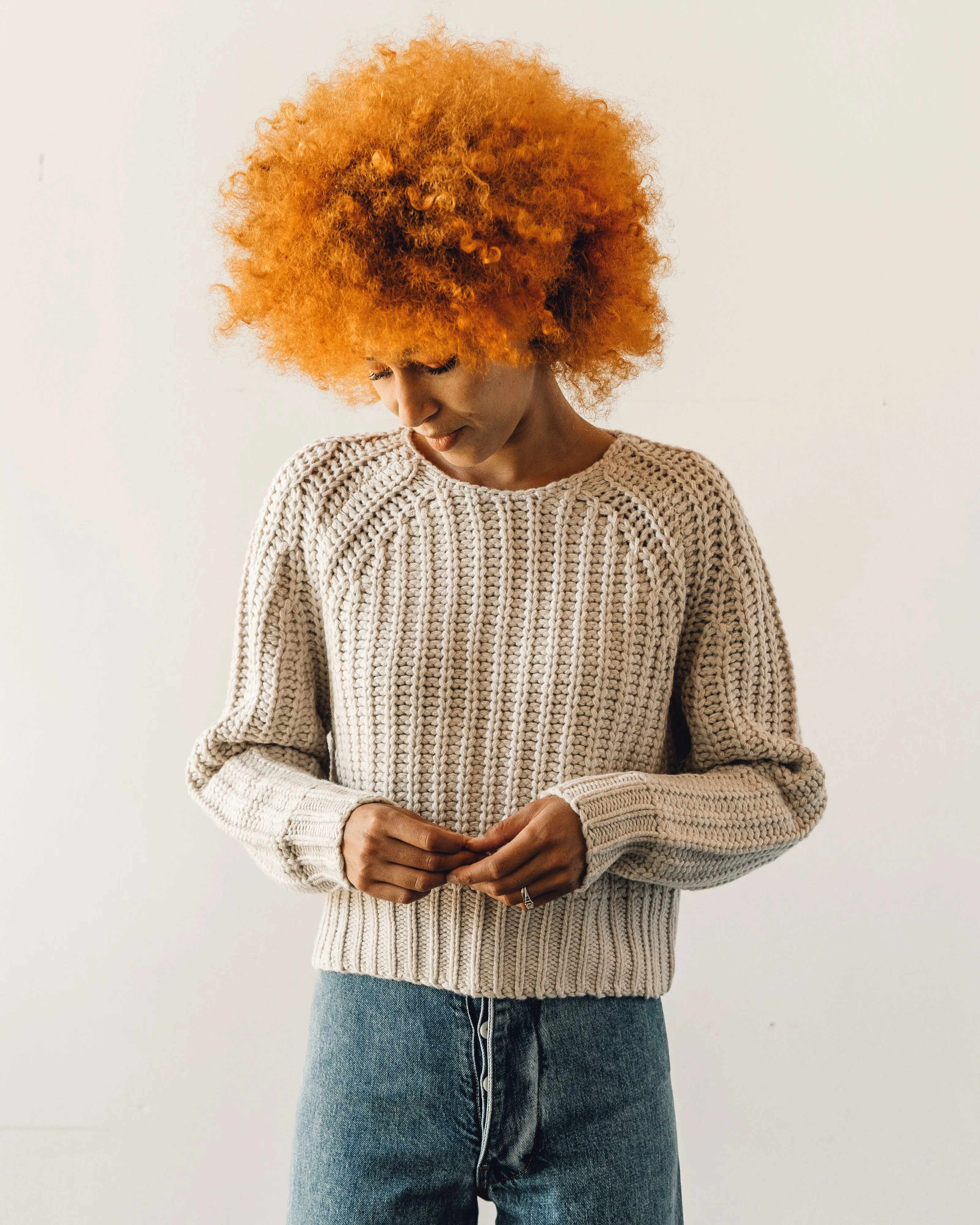 7115 Chunky Cropped Sweater, Off-White