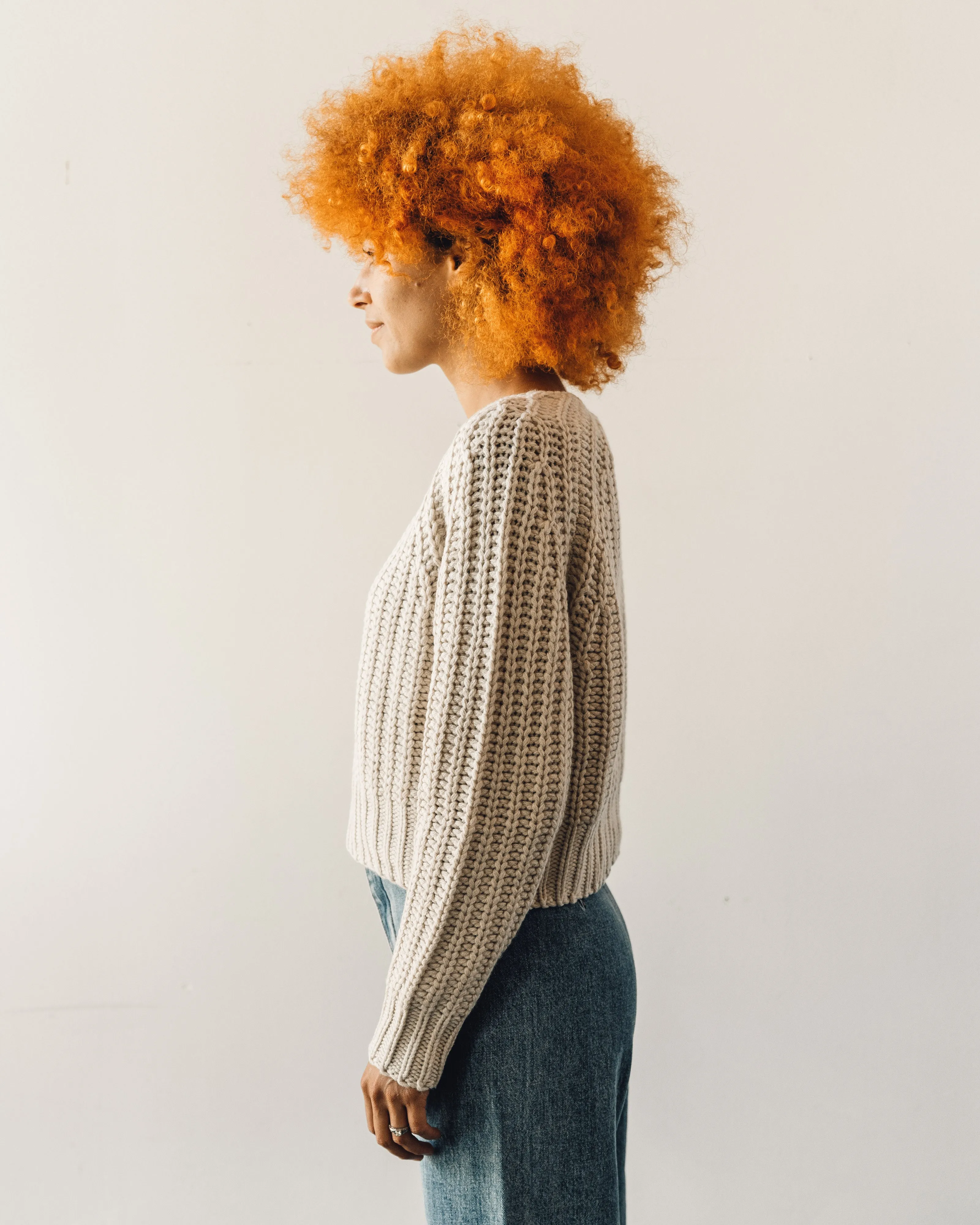 7115 Chunky Cropped Sweater, Off-White