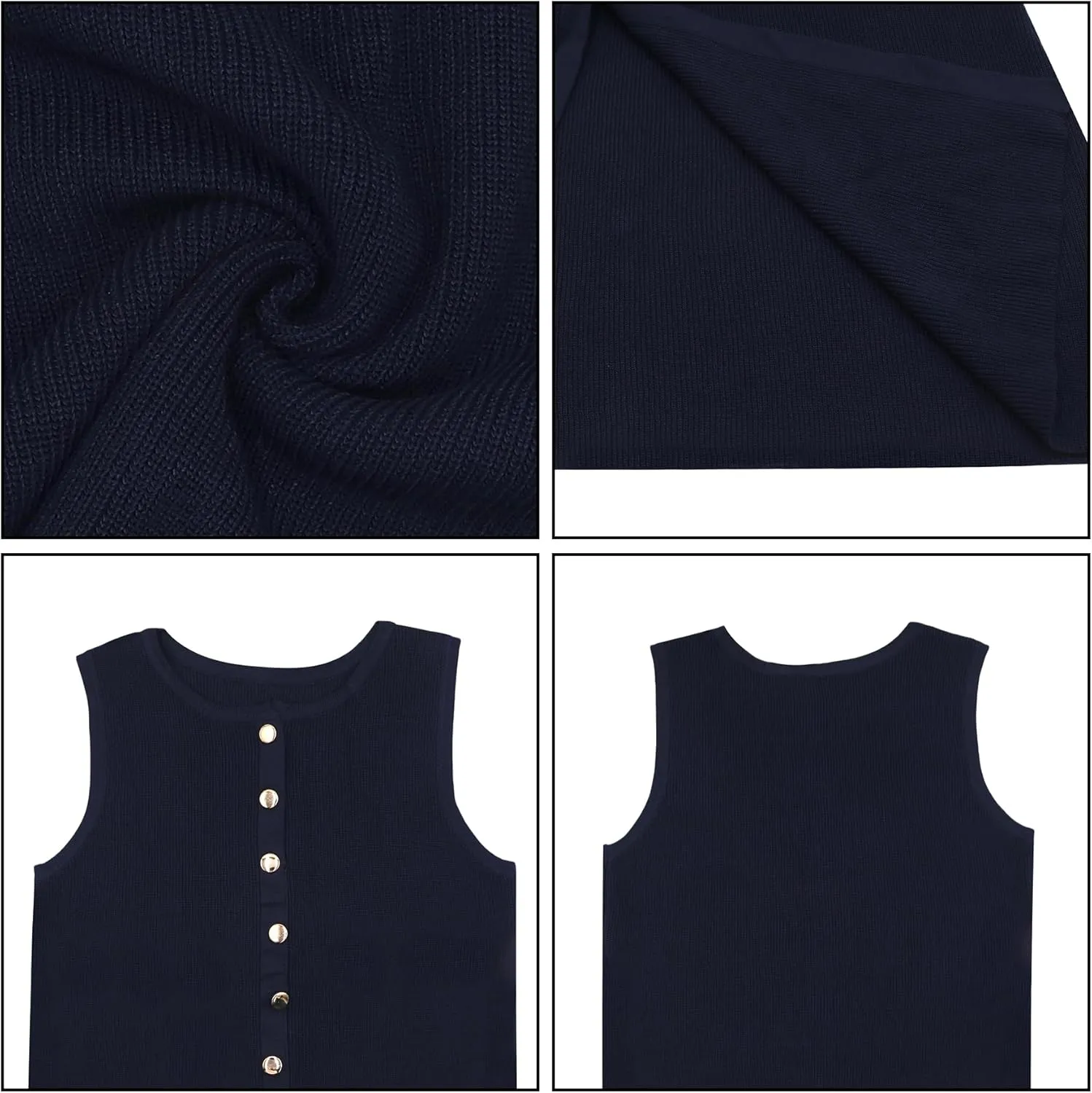 ANKOMINA Women's Elegant Knitted Long Bodycon Dress Fashion Sleeveless Button Down Fake Pocket Dresses for Party Evening Work