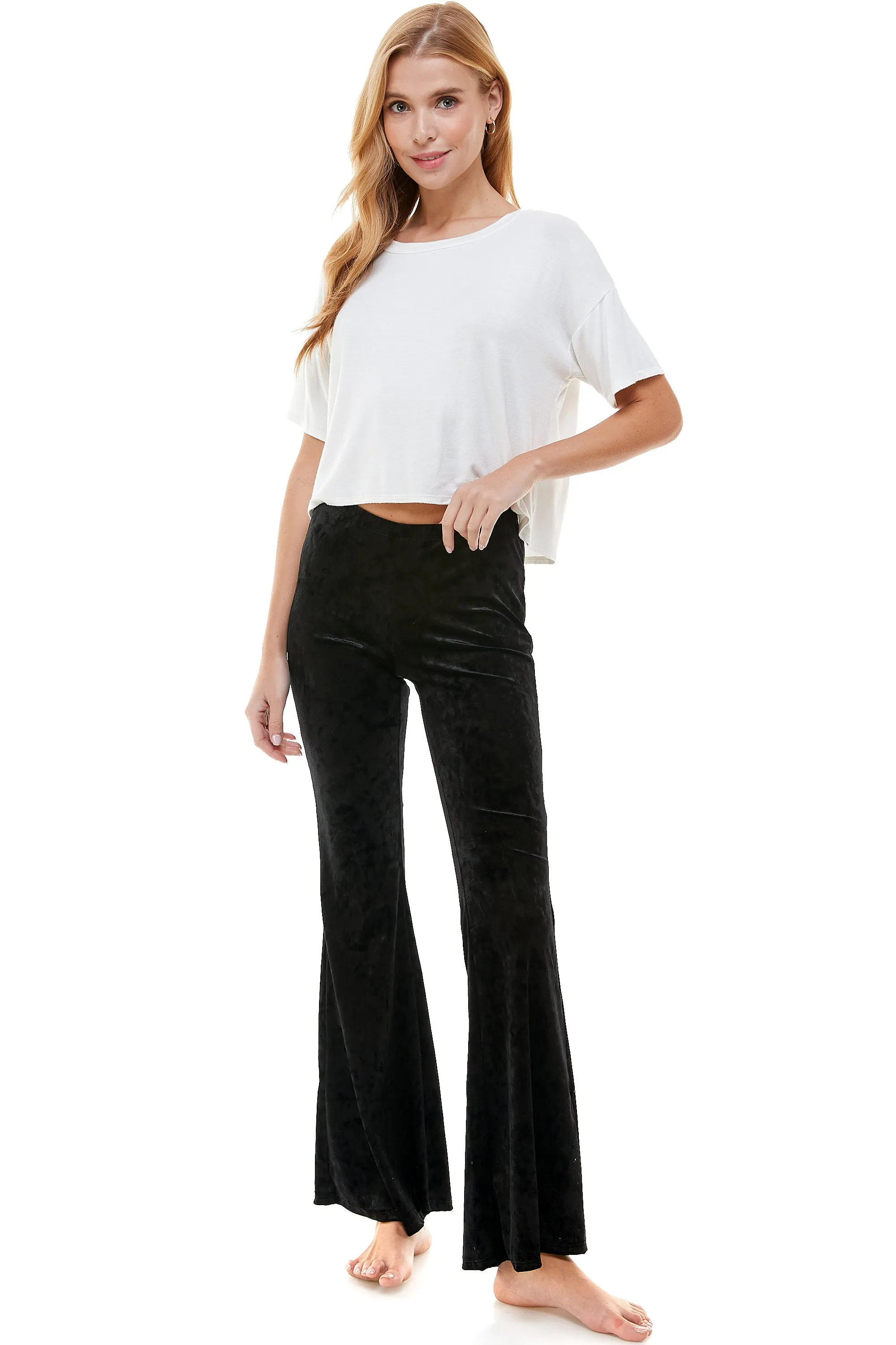 BLACK VELVET BELL BOTTOM FLARE PANTS