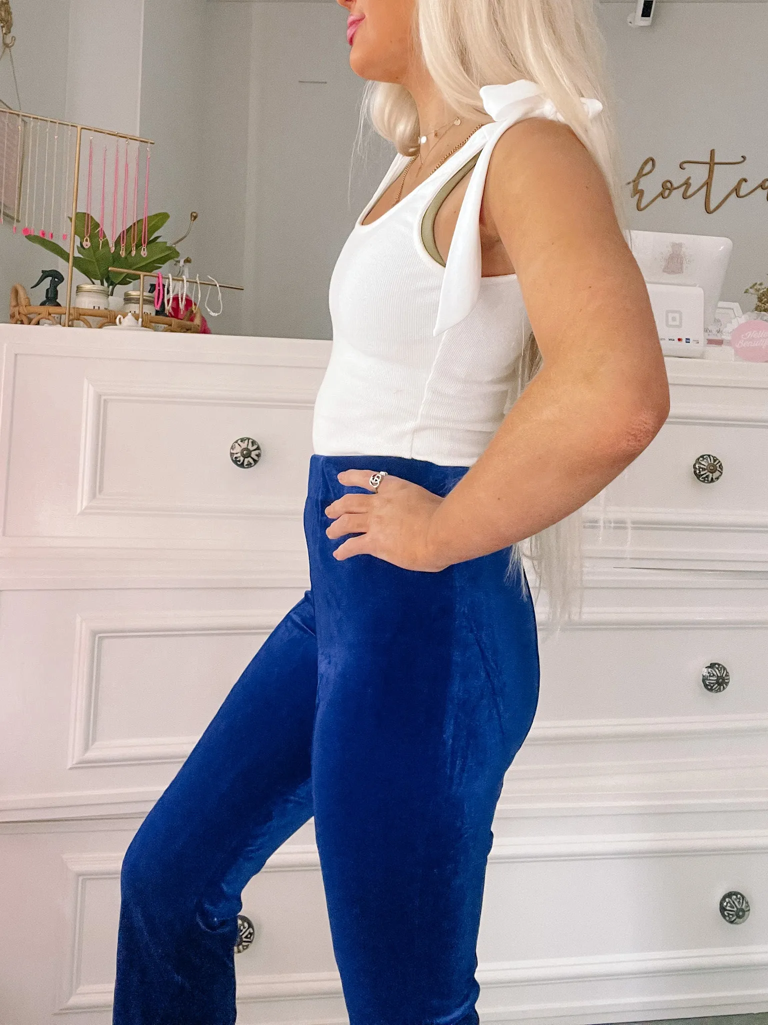 Blinding Blue Velvet Pants