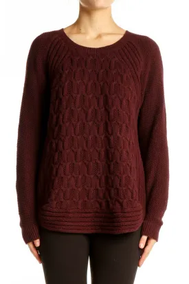 Burgundy Cable Knit Raglan Sweater