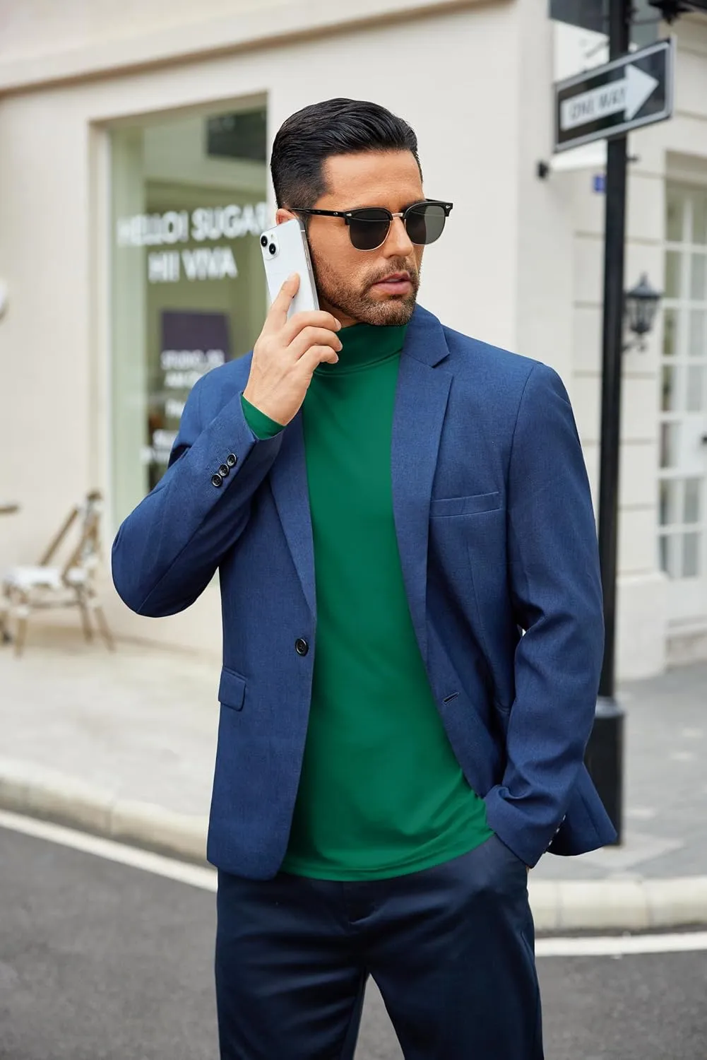 COOFANDY Men's Slim Fit Basic Turtleneck T-Shirt Long Sleeve Solid T Shirts Casual Knit Pullover Thermal Tops