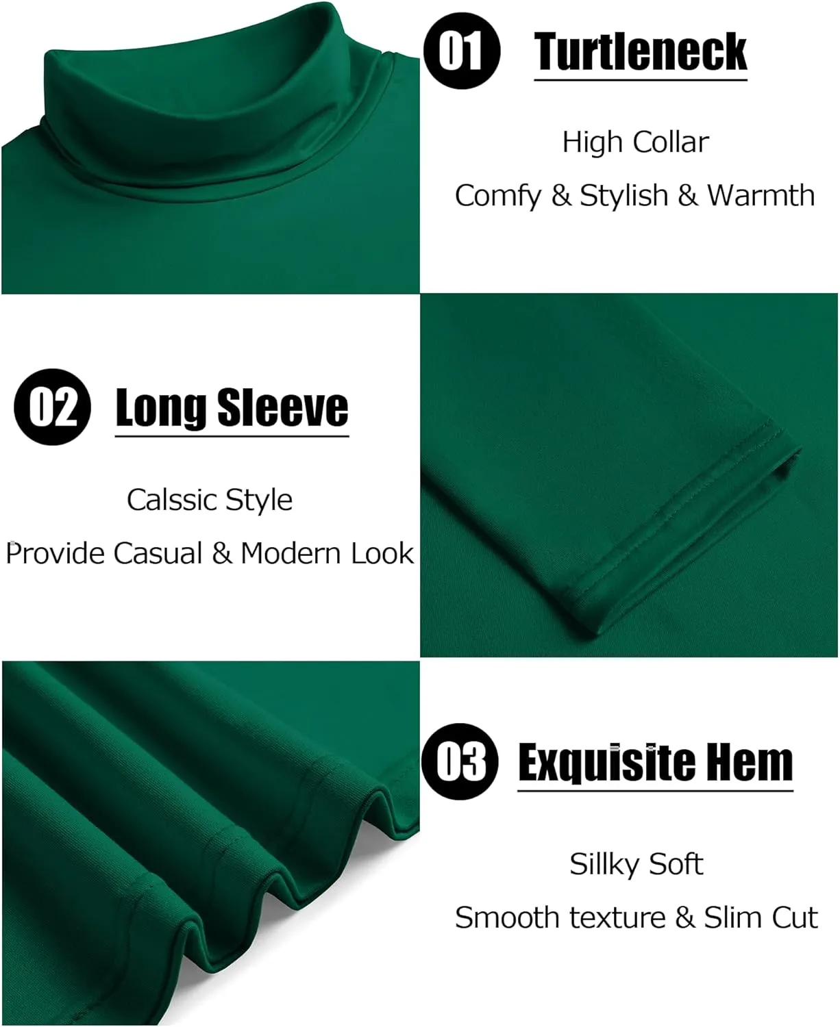 COOFANDY Men's Slim Fit Basic Turtleneck T-Shirt Long Sleeve Solid T Shirts Casual Knit Pullover Thermal Tops