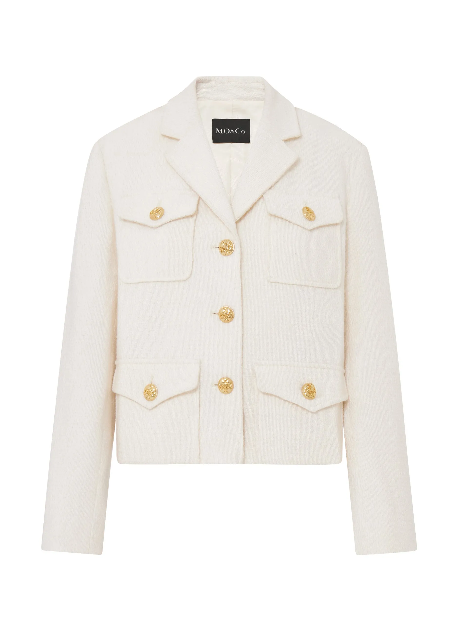 Cotton Blend Boxy Lapel Jacket