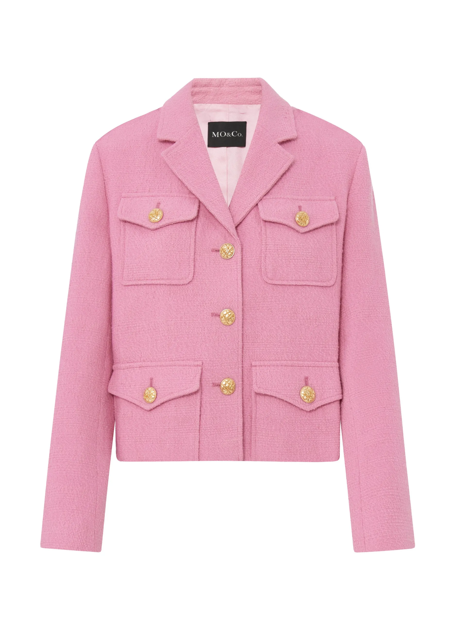 Cotton Blend Boxy Lapel Jacket