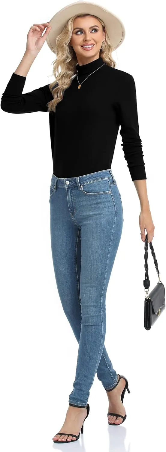 CUNYI Women's Mock Turtleneck Shirt Long Sleeve Thermal Tee Cotton Tops for Women