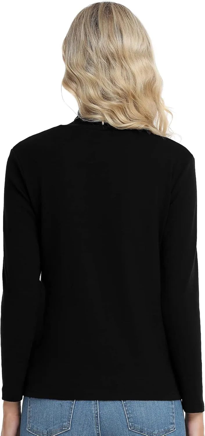 CUNYI Women's Mock Turtleneck Shirt Long Sleeve Thermal Tee Cotton Tops for Women