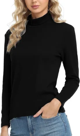 CUNYI Women's Mock Turtleneck Shirt Long Sleeve Thermal Tee Cotton Tops for Women
