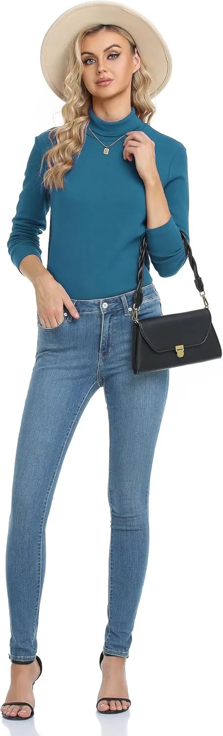 CUNYI Women's Mock Turtleneck Shirt Long Sleeve Thermal Tee Cotton Tops for Women