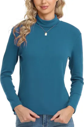 CUNYI Women's Mock Turtleneck Shirt Long Sleeve Thermal Tee Cotton Tops for Women
