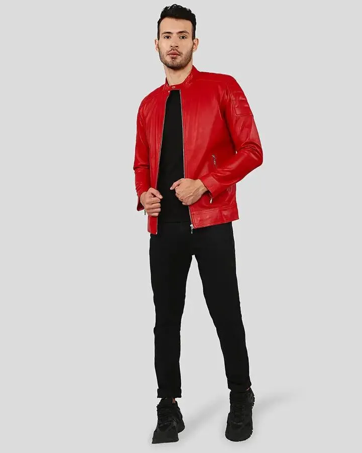 Declan Red Racer Leather Jacket