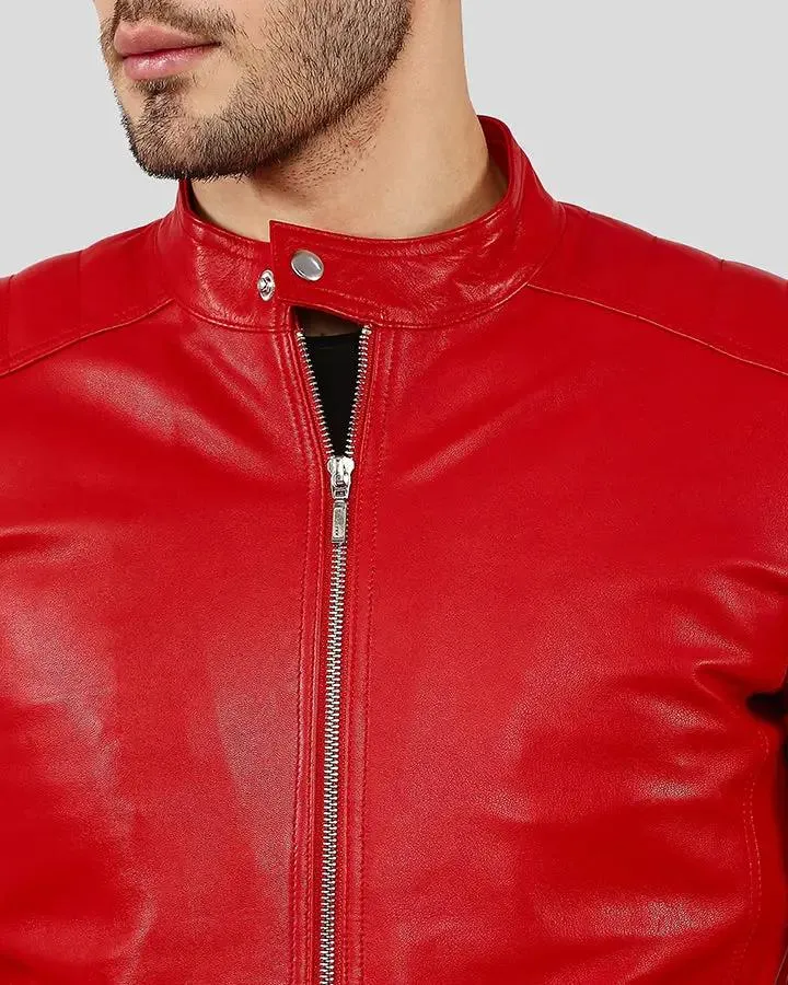Declan Red Racer Leather Jacket
