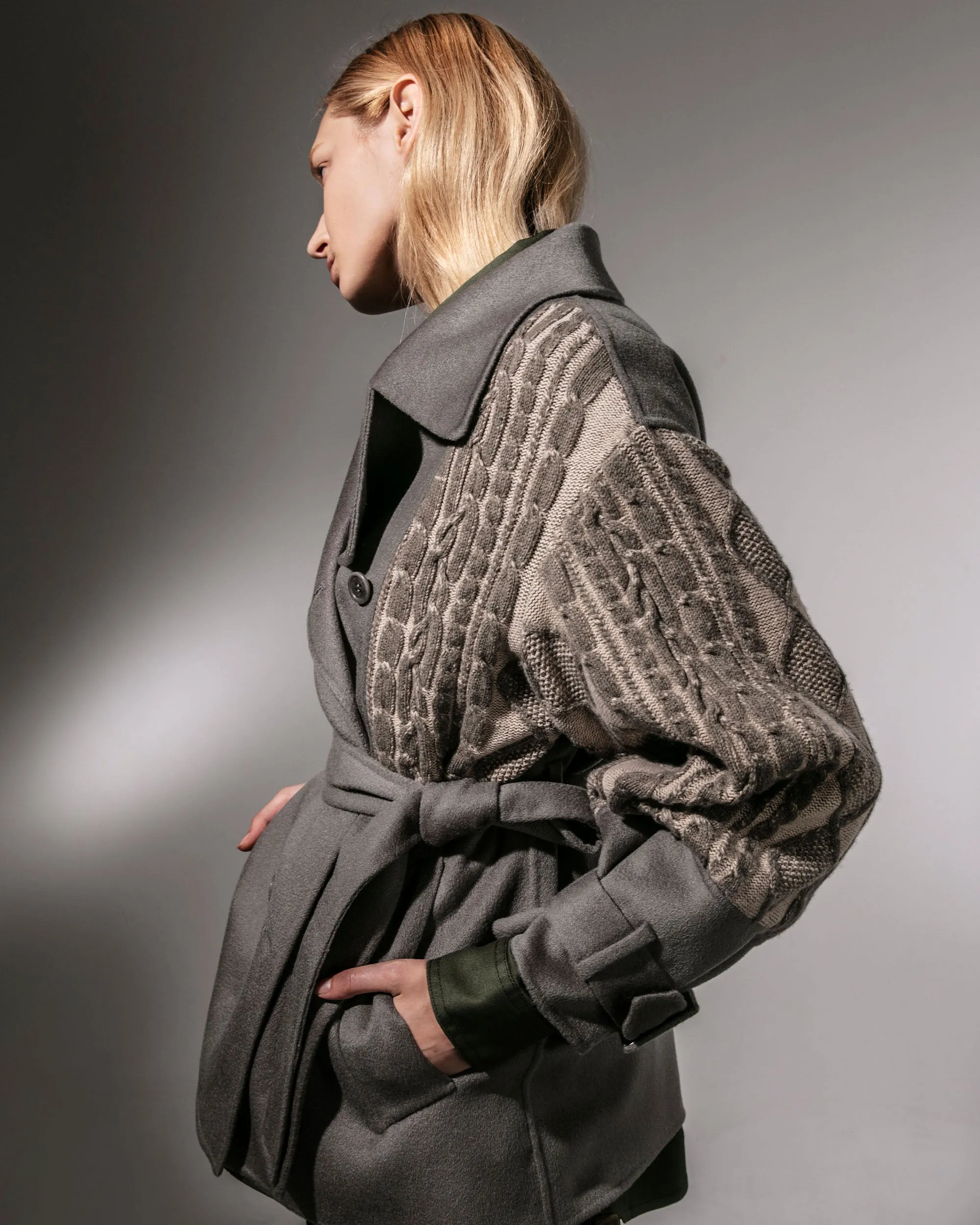Double Cashmere Cable Sleeve Jacket