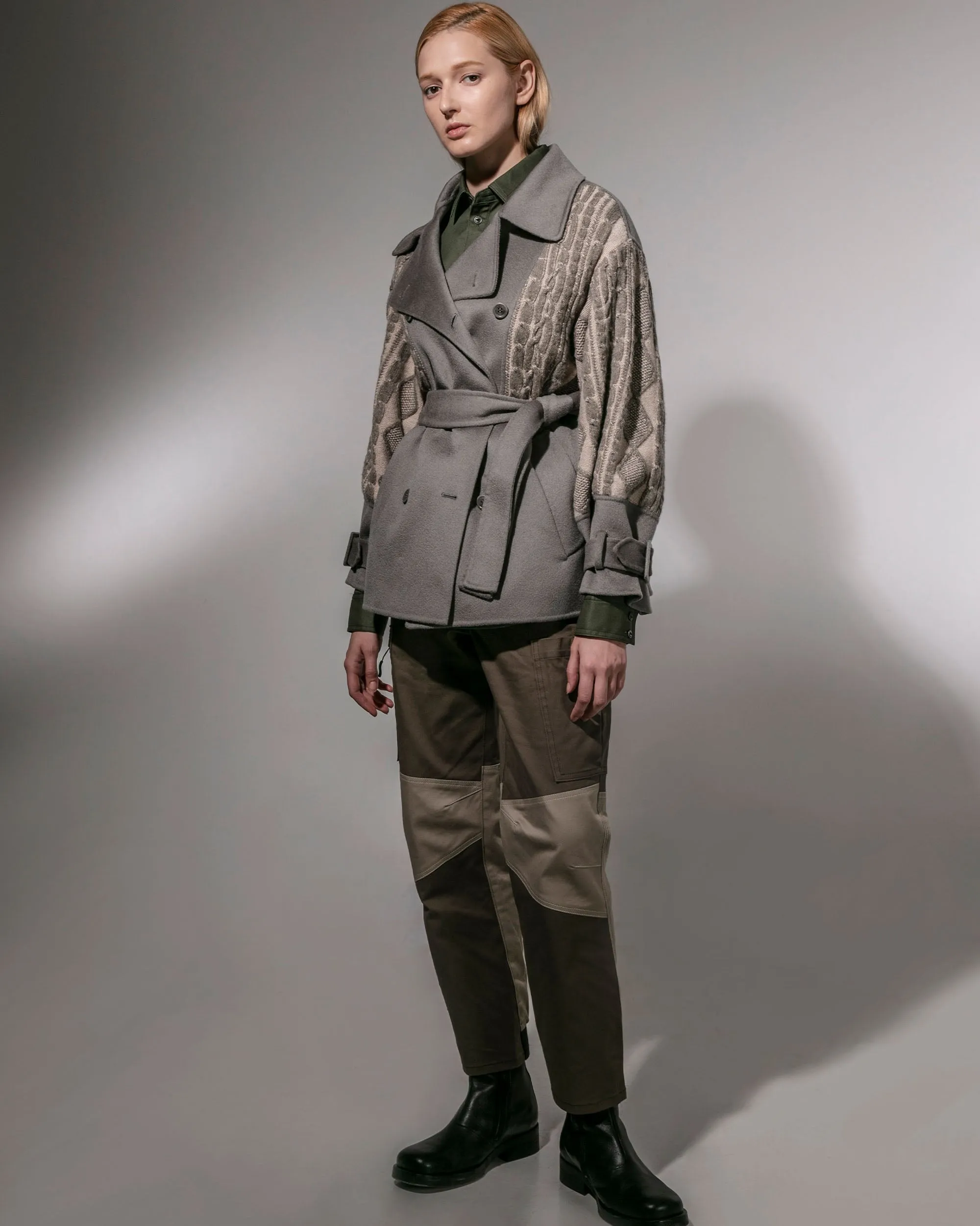 Double Cashmere Cable Sleeve Jacket