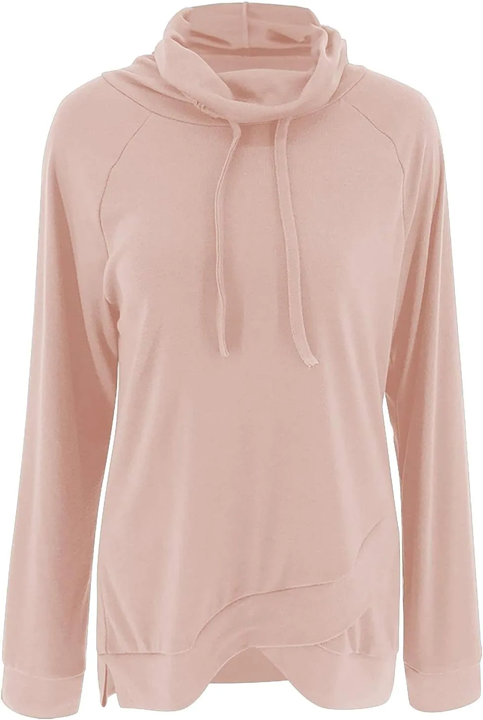 Fallorchid Womens Cowl Neck Tunic Tops Long Sleeve Pullovers Casual Drawstring Sweatshirts