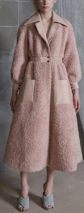 Faux Leather and Shearling Coat