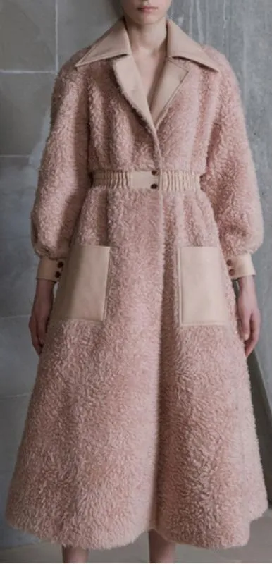 Faux Leather and Shearling Coat