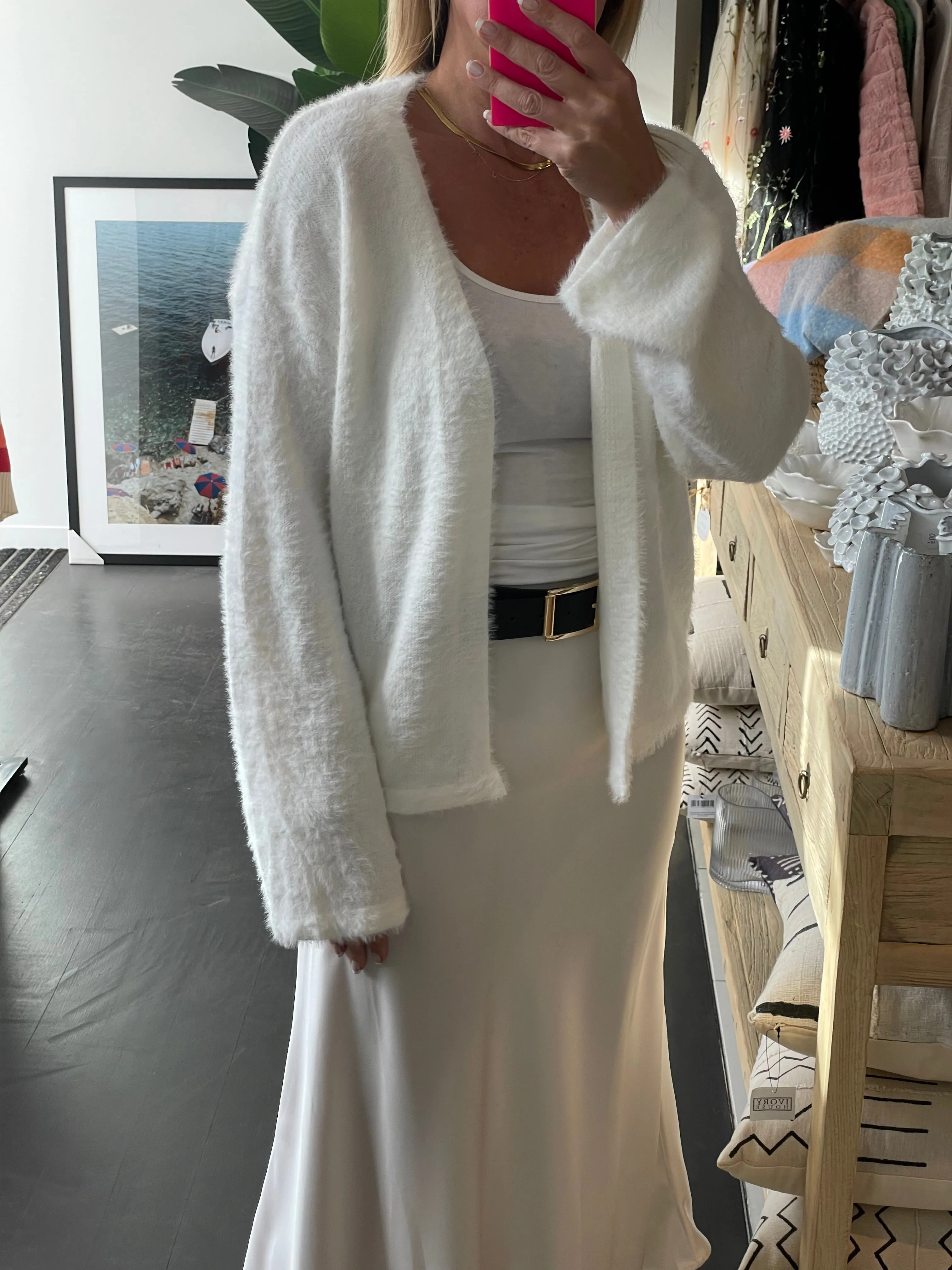 Fluffy Cardi - white