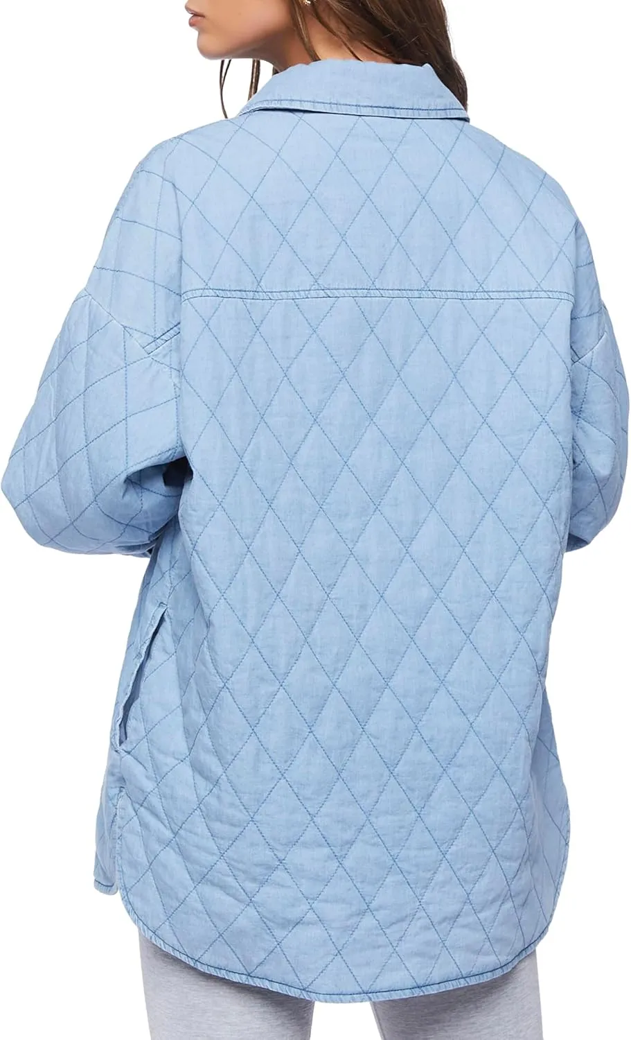 Forever 21 Women's Quilted Dolphin-Hem Shacket