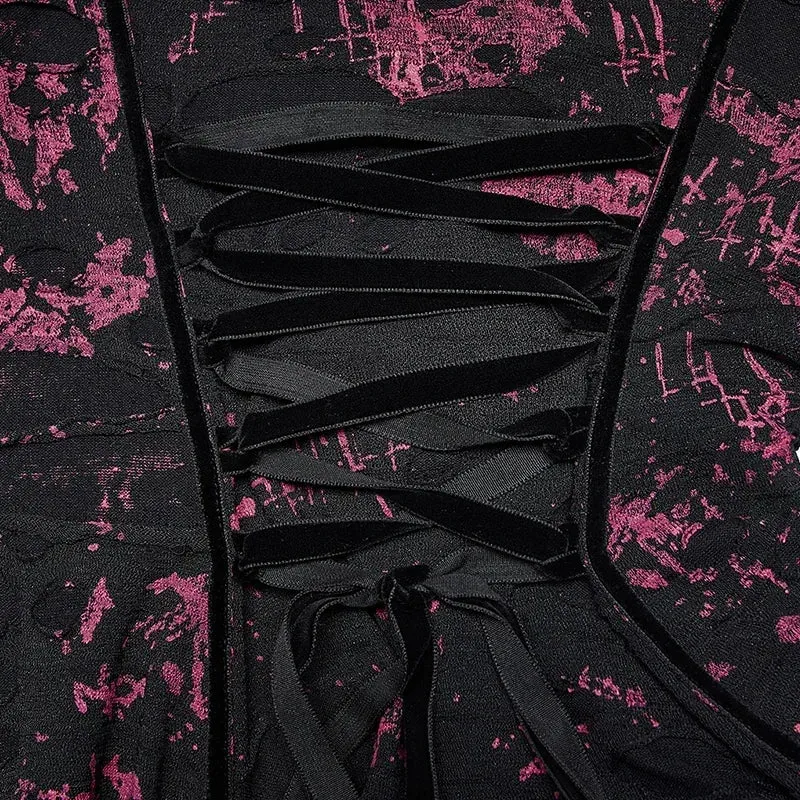 Gothic Printed Elastic Ripped Knitted Dress