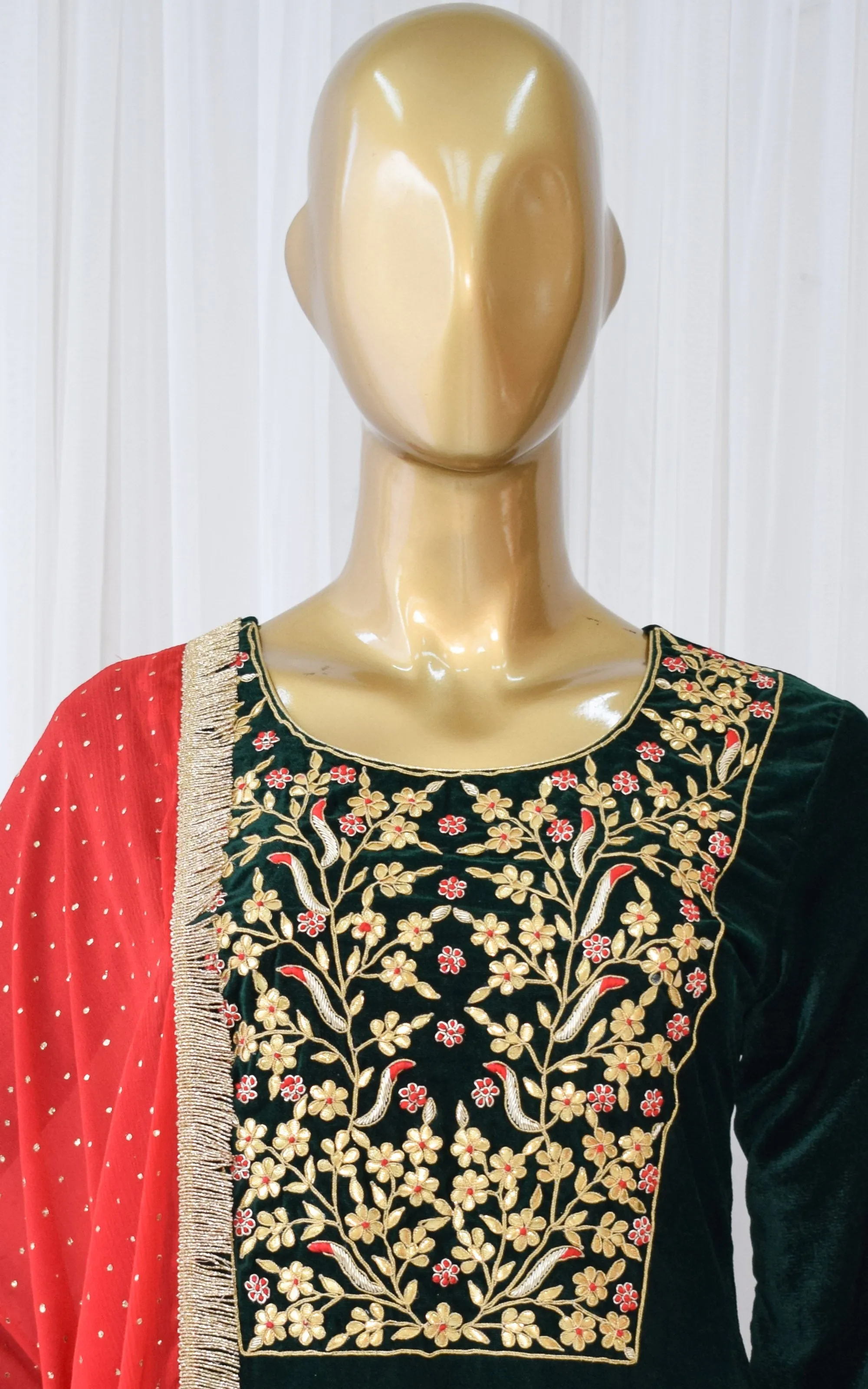 Green Velvet Sharara Set