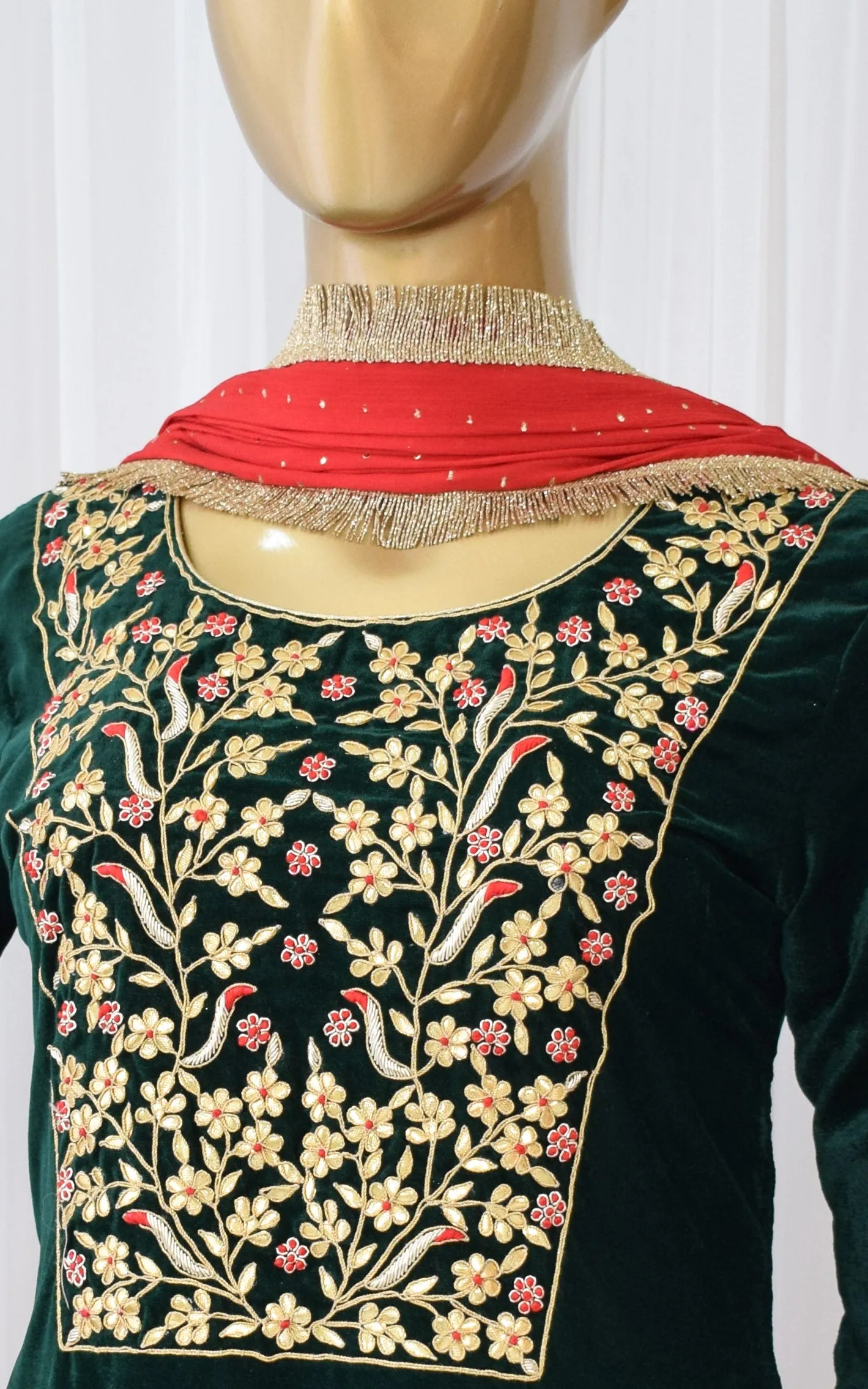 Green Velvet Sharara Set