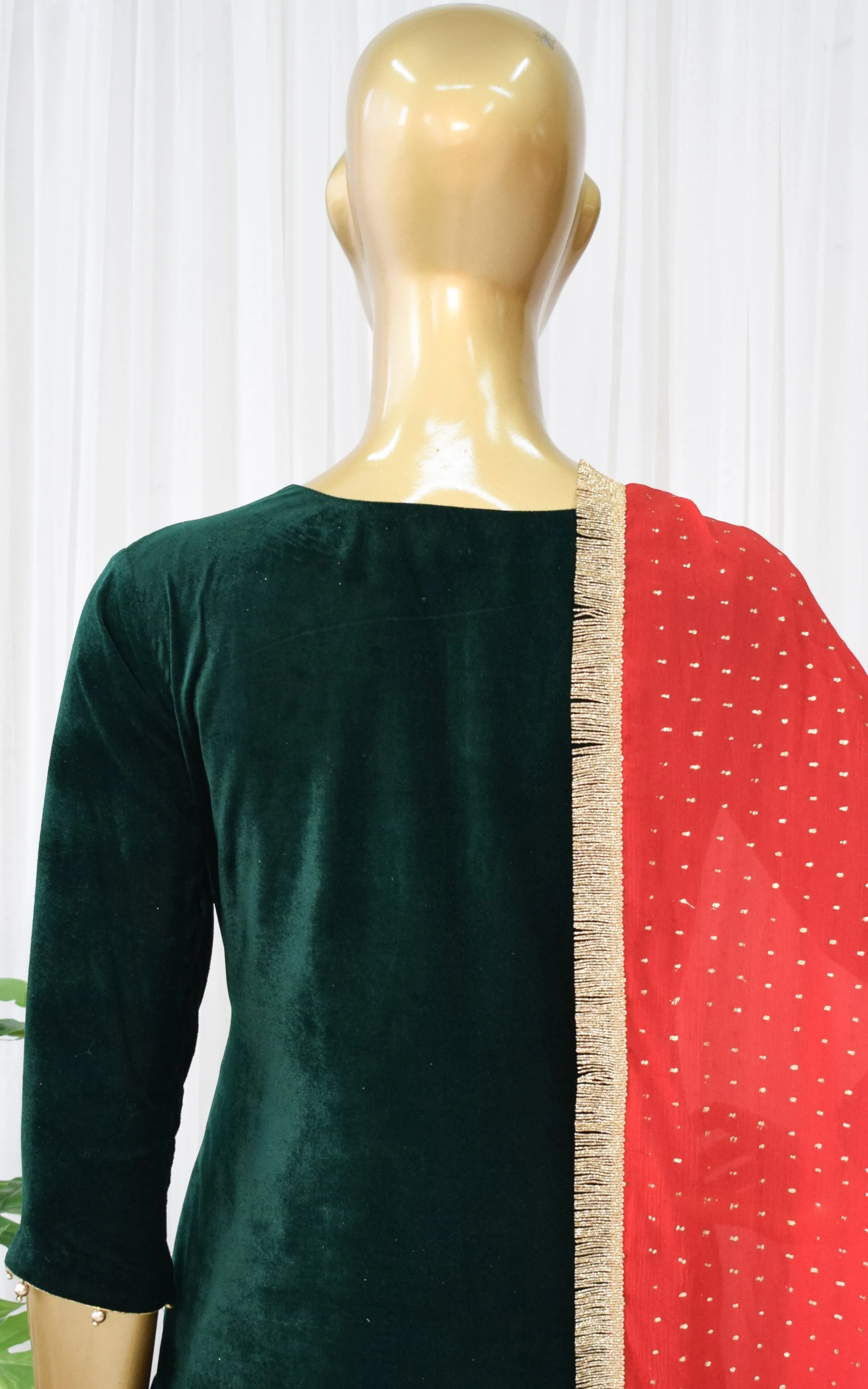 Green Velvet Sharara Set
