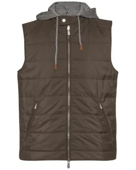 Hooded Quilted Vest in Military Green