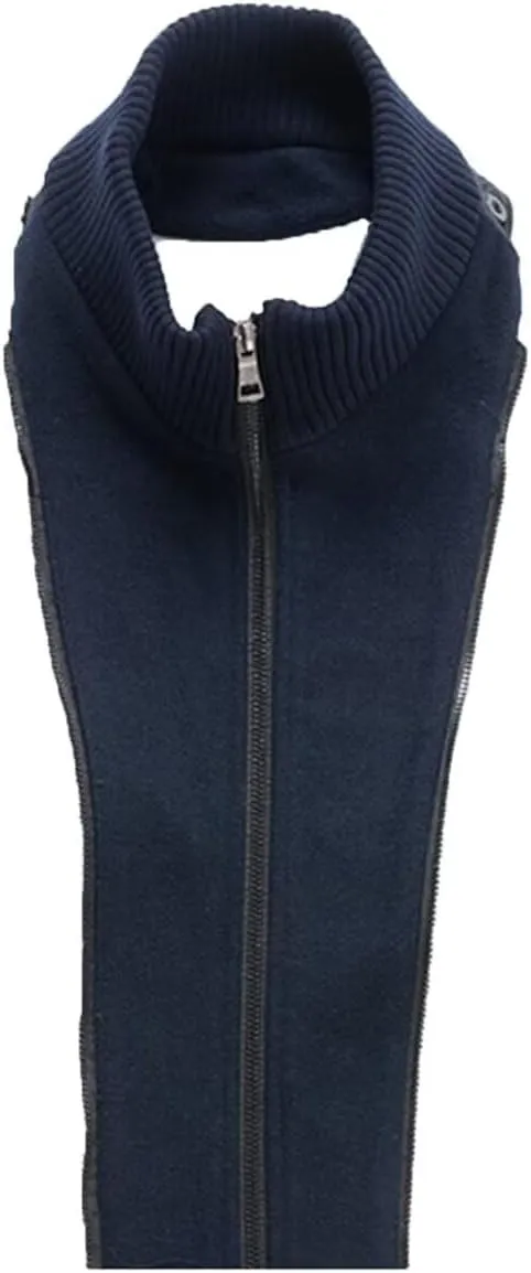 INVACHI Men's Stand Collar Wool Blend Pea Coats with Removable Inner Collar Single Breasted Overcoat