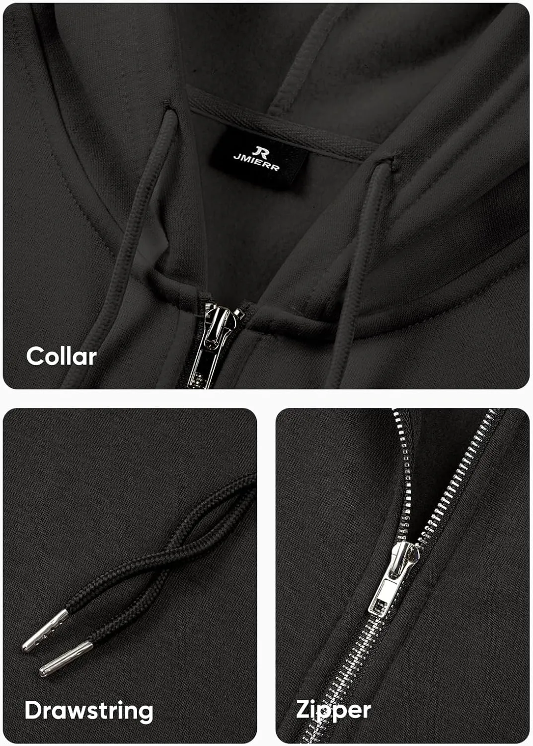 JMIERR Mens Full Zip Casual Cotton Hooded Fleece Drawstring Hoodies Pullover Sweatshirts Casual Long Sleeve Shirts