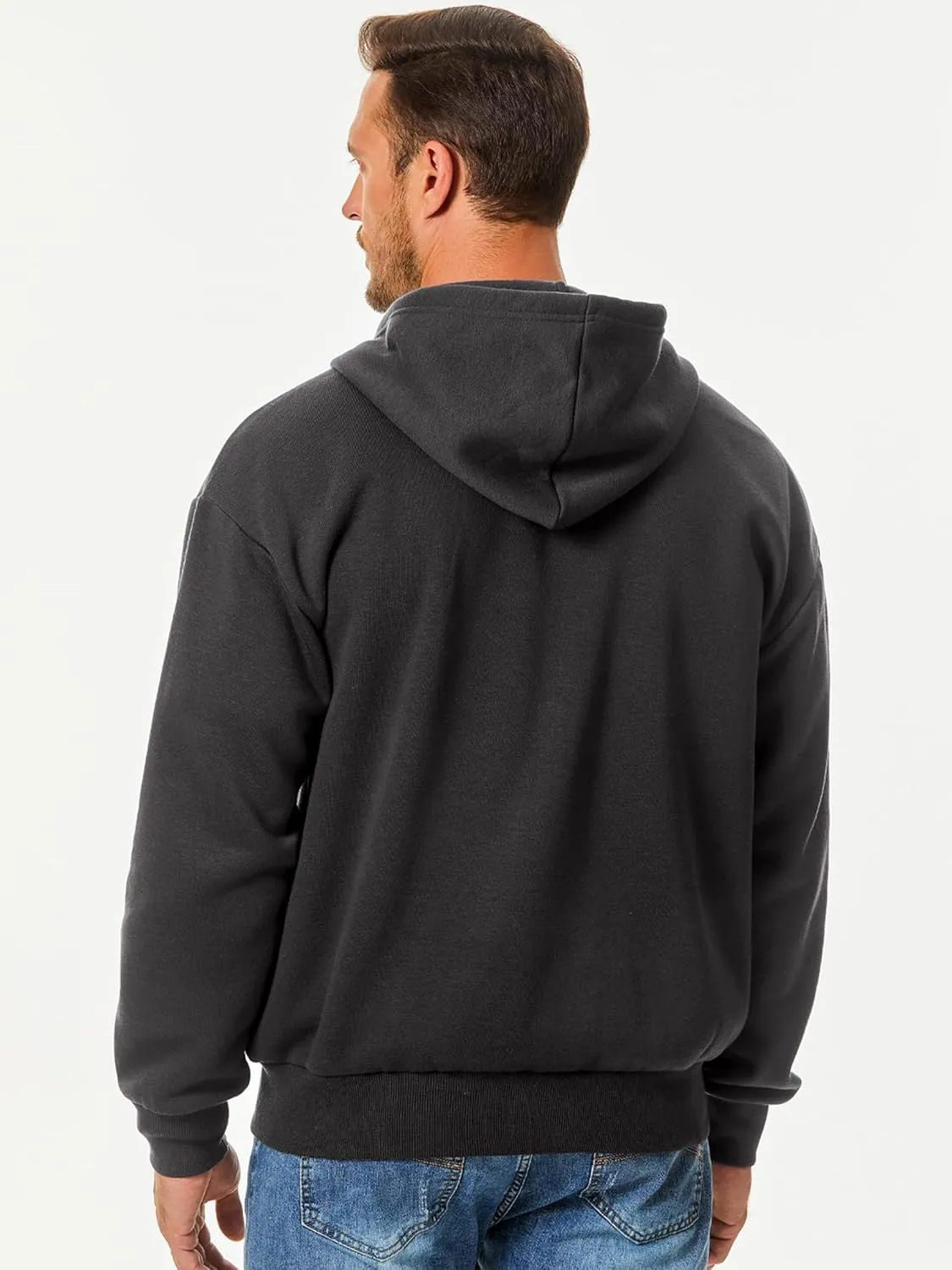 JMIERR Mens Full Zip Casual Cotton Hooded Fleece Drawstring Hoodies Pullover Sweatshirts Casual Long Sleeve Shirts