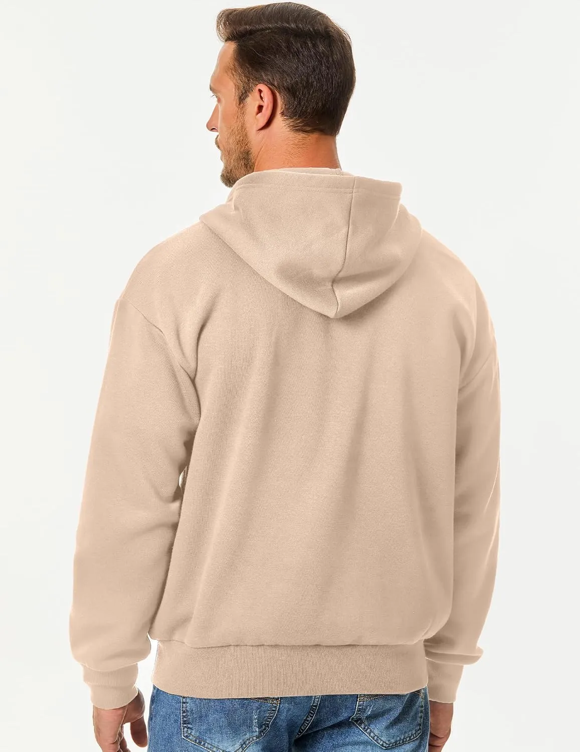 JMIERR Mens Full Zip Casual Cotton Hooded Fleece Drawstring Hoodies Pullover Sweatshirts Casual Long Sleeve Shirts