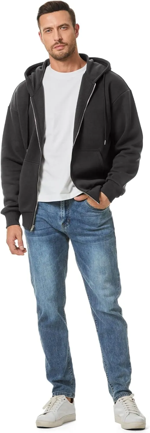 JMIERR Mens Full Zip Casual Cotton Hooded Fleece Drawstring Hoodies Pullover Sweatshirts Casual Long Sleeve Shirts