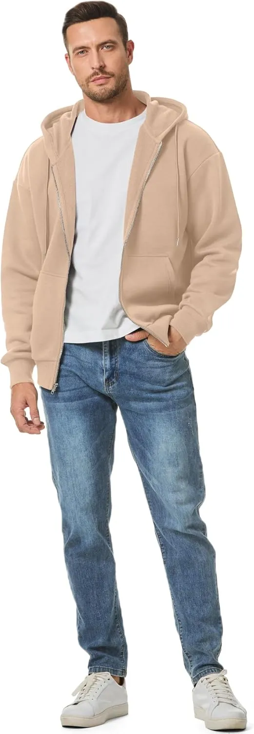 JMIERR Mens Full Zip Casual Cotton Hooded Fleece Drawstring Hoodies Pullover Sweatshirts Casual Long Sleeve Shirts
