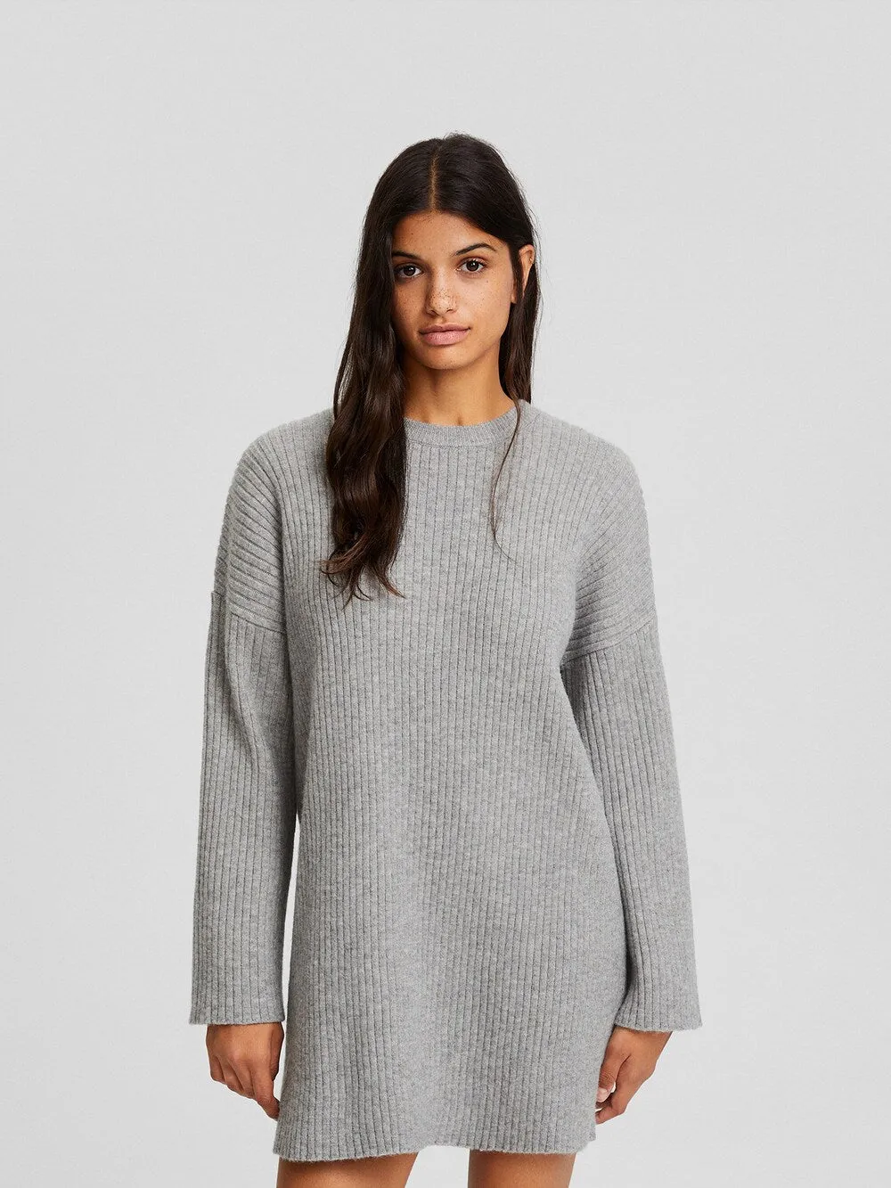 Knitted dress Bershka, gray