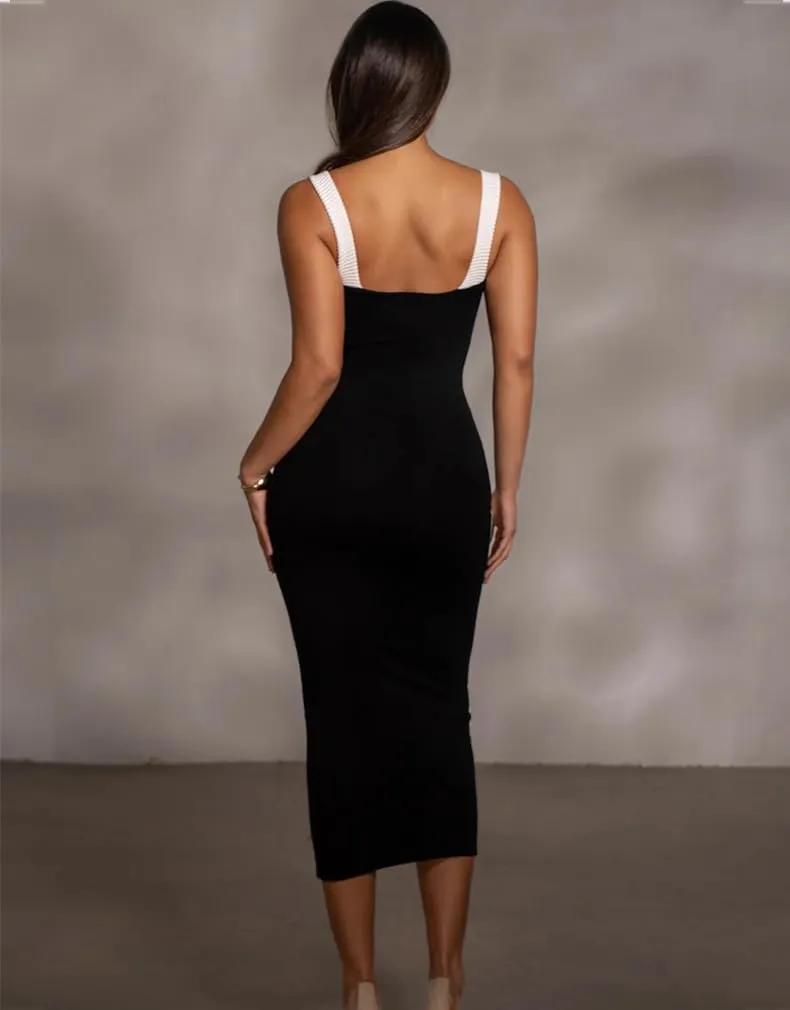 LAGSHIAN Women's Elegant Summer Casual Dresses Sleeveless Bodycon Knitted Long Tank Dress