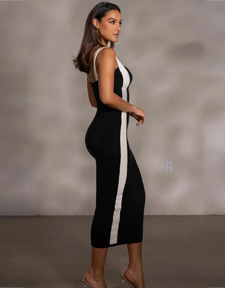 LAGSHIAN Women's Elegant Summer Casual Dresses Sleeveless Bodycon Knitted Long Tank Dress