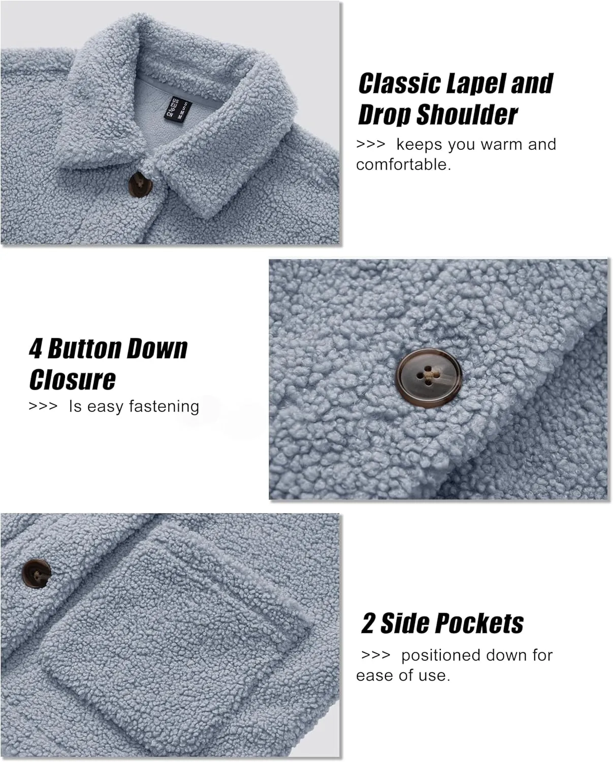MAGCOMSEN Womens Sherpa Fleece Jackets Fuzzy Warm Winter Jackets Button Down Coat Long Sleeve Outwear with Pockets