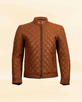 Men’s Decant Slim Fit Quilted Biker Leather Jacket
