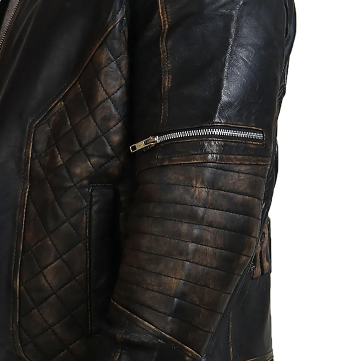 Men's Distressed Skull Leather Jacket