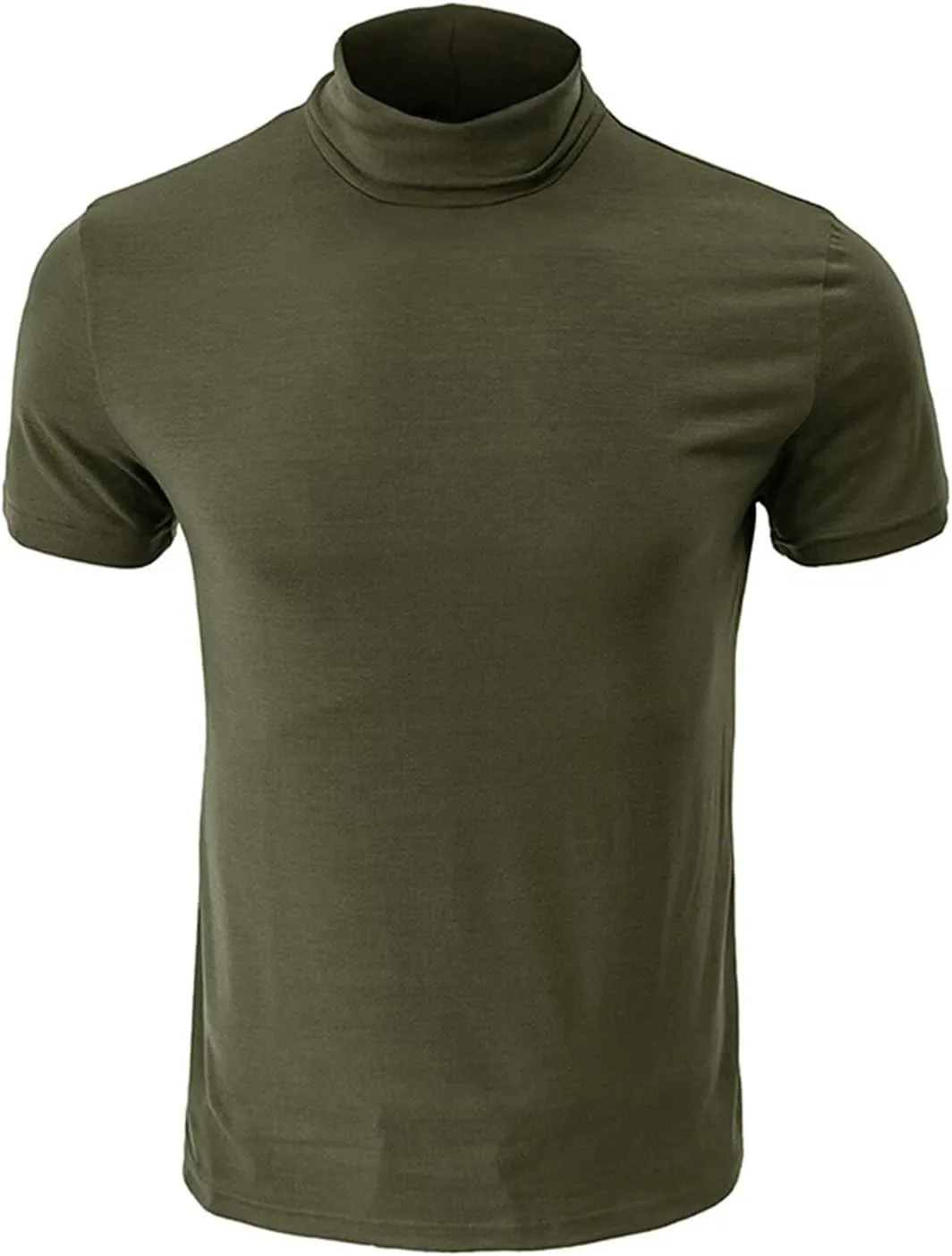 Men's Fashion Shirts Short Sleeve Mock Turtleneck T-Shirts Casual Undershirt Tops