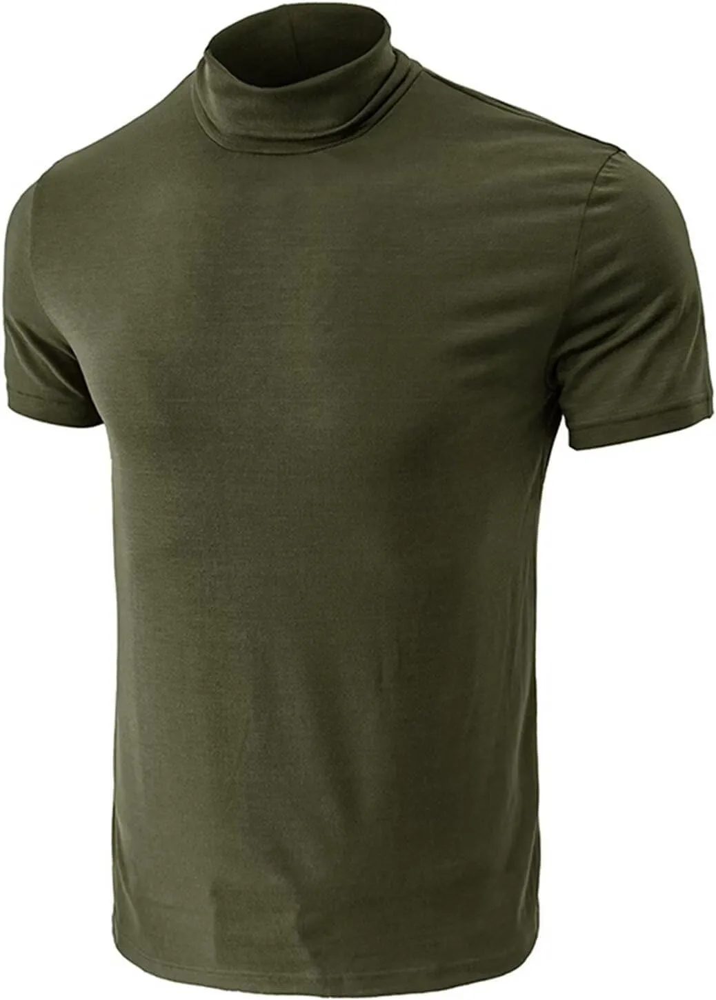 Men's Fashion Shirts Short Sleeve Mock Turtleneck T-Shirts Casual Undershirt Tops