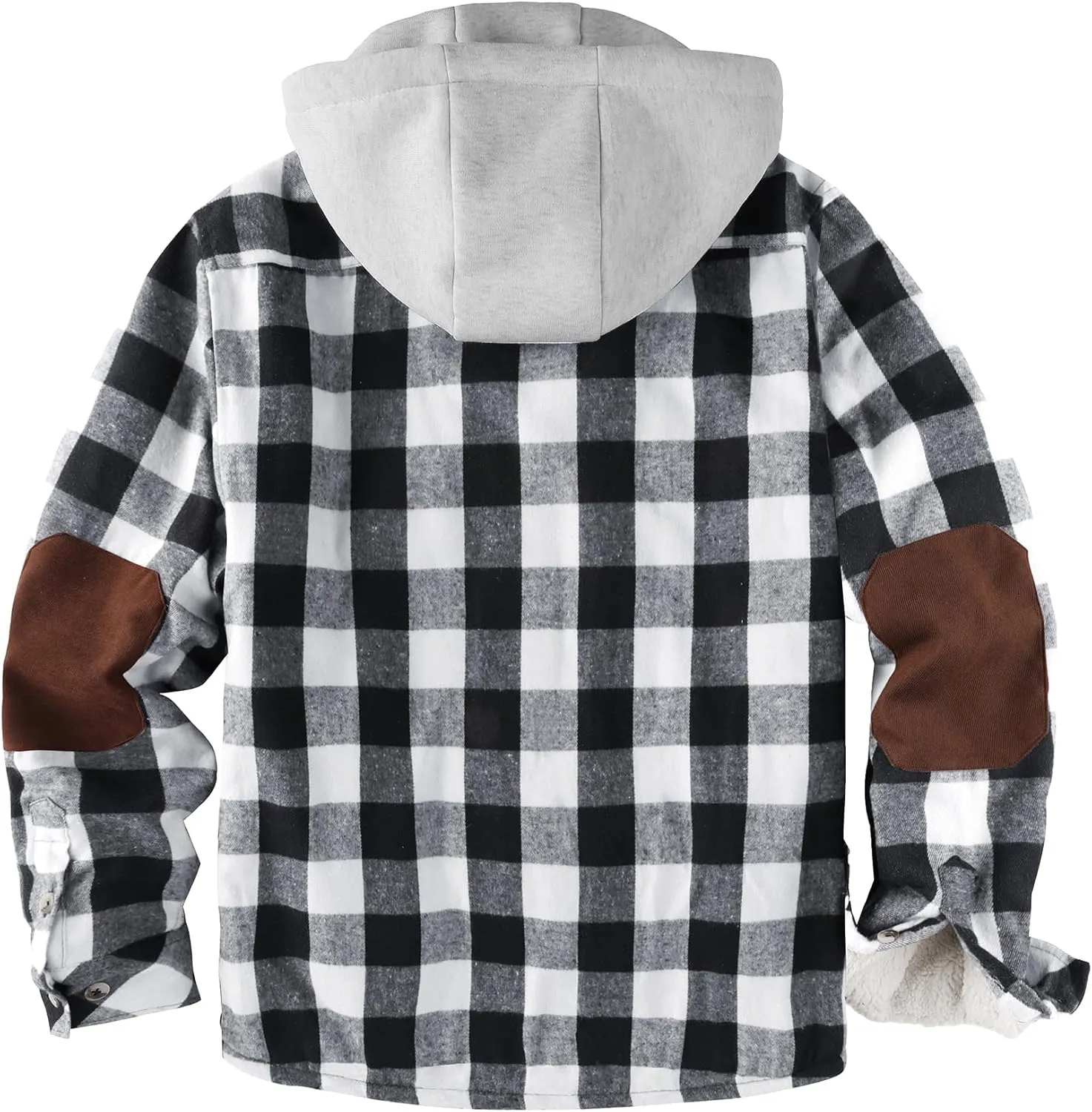 Mens Plaid Hoodies Winter Zip Up Fleece Jacket Sherpa Fleece Lined Warm Flannel Jacket Coat