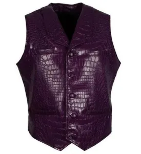 Men's Purple Joker Faux Leather Vest