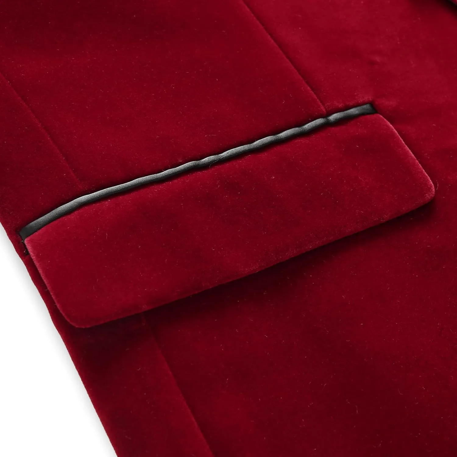 Mens Velvet Blazer Slim Fit Tuxedo Suits Jacket Shawl Collar Solid Jacket Wedding Dinner Prom One Button Blazer Jacket