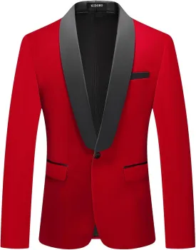 Mens Velvet Blazer Slim Fit Tuxedo Suits Jacket Shawl Collar Solid Jacket Wedding Dinner Prom One Button Blazer Jacket