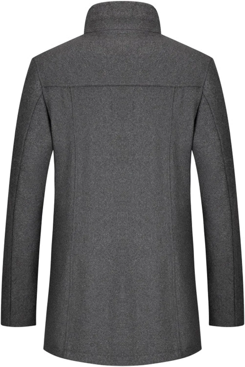Men's Wool Blend Business Overcoat Stand Collar Warm Winter Trench Coat Slim Fit Windproof Pea Coat Down Topcoat