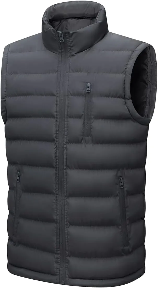 Msmsse Men's Winter Outerwear Vests Puffer Fleece Lined Quilted Vest Casual Sleeveless Jacket