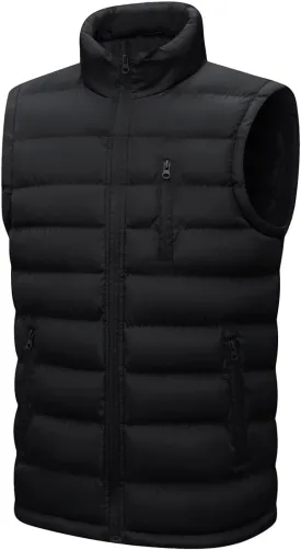 Msmsse Men's Winter Outerwear Vests Puffer Fleece Lined Quilted Vest Casual Sleeveless Jacket